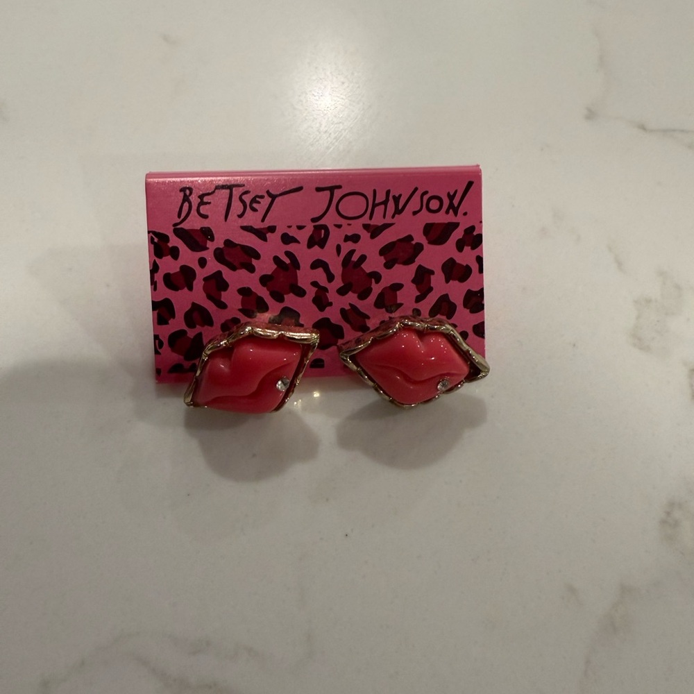 Betsey Johnson Red Lip Earrings